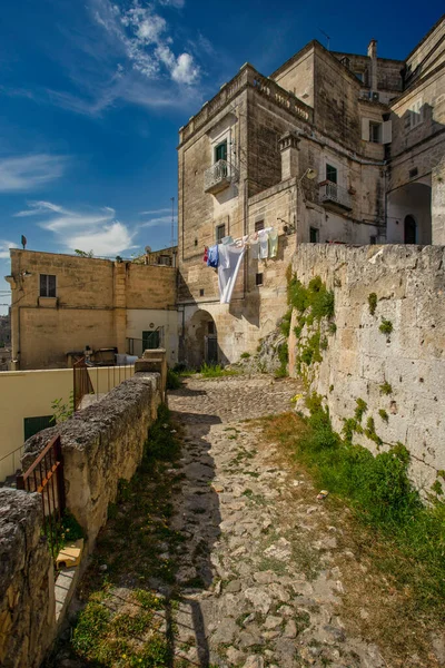 Прогулка Старому Городу Матера Всемирному Наследию Юнеско Италии — стоковое фото