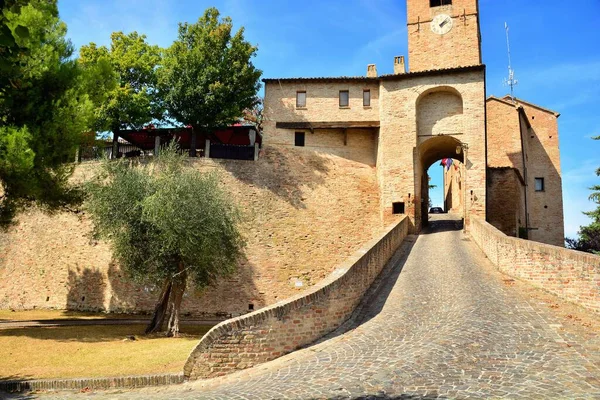 Montegridolfo Rimini Emilia Romagna Porta Del Borgo Portão Acesso Para — Fotografia de Stock