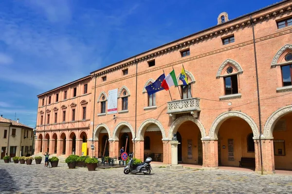 Verucchio Rimini Emilia Romagna Italien Verucchios Stora Torg Och Stadshus — Stockfoto