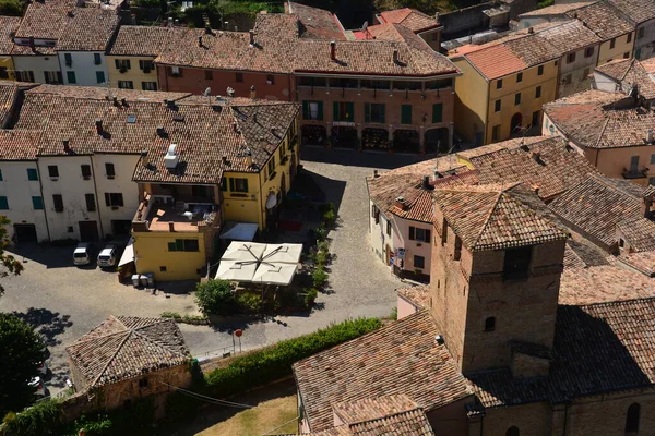 Montefiore Conca Rimini Emilia Romagna Itália Vista Aldeia Dos Telhados — Fotografia de Stock