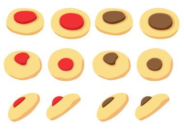 Beyaz arkaplan resimleme vektöründe izole edilmiş çerezler