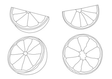 Beyaz arkaplanda çizgi limon ve turuncu yarım top illüstrasyon vektörü 