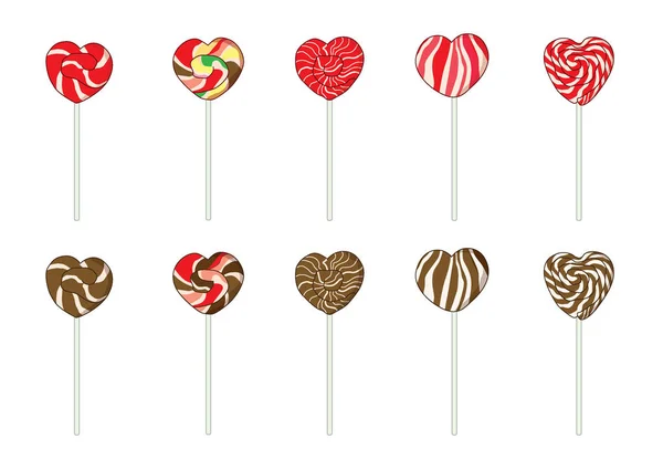 Candies Lollipop Colorful Heart Isolated Design White Background Illustration Vector — Stock Photo, Image