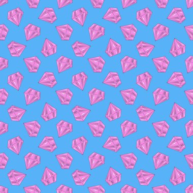 Pembe elmaslı kusursuz desen mavi arka planda.