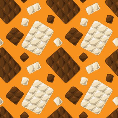 Beyaz ve siyah çikolatalı kusursuz vektör deseni