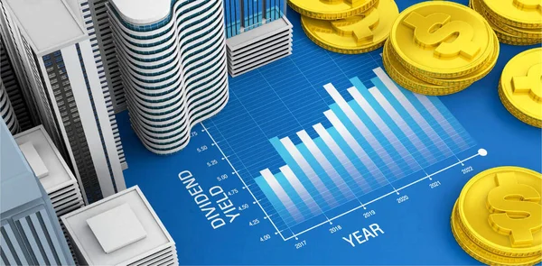 Dividendrendement Grafiek Van Onroerende Goederen Investeringen Onroerend Goed — Stockfoto