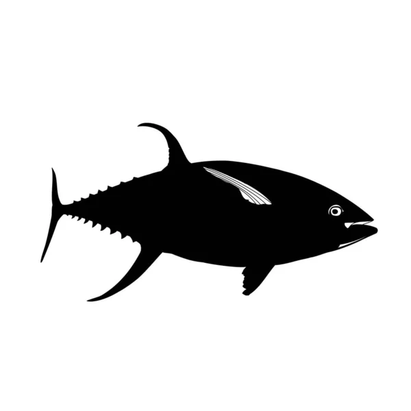 Silhouette Yellowfin Tuna Fish — Stock Vector