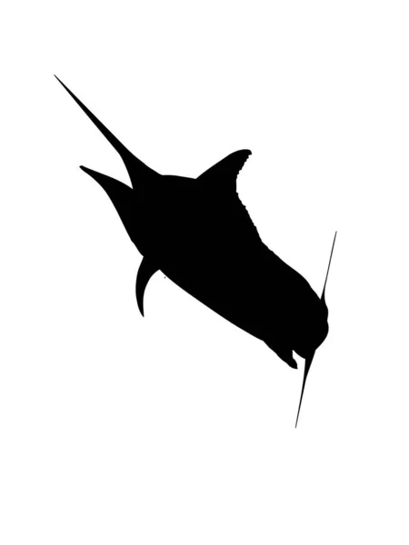 Zıplayan Siyah Kılıçbalığı Silueti — Stok Vektör