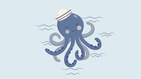 Illustraion Nice Kind Sea Octopus Kid Illustartion Seaworld Animal Poster — Stock Photo, Image