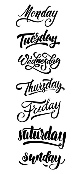 Lettering Calligraphy Typographic Set Days Week Monday Tuesday Wednesday Thursday — Stock Photo, Image