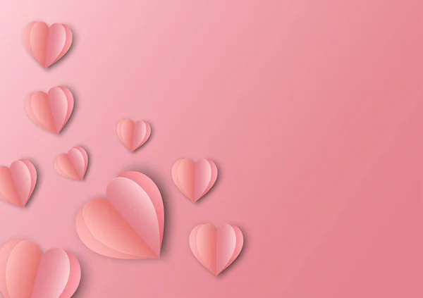 Sfondo Rosa Carta Cuore Giorno Del Velentine Celebrazione — Foto Stock