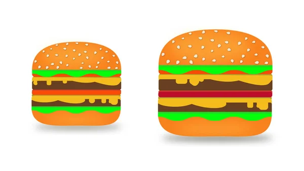 Zwei Einfache Hamburger Illustrationen Auf Weißem Hintergrund — Stockfoto