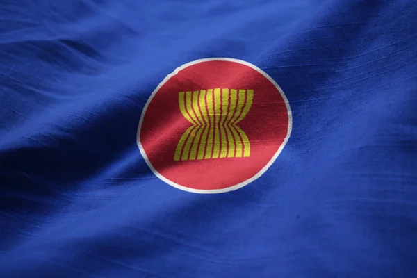 Close Van Gegolfde Vereniging Van Zuidoostaziatische Naties Vlag Asean Vlag — Stockfoto