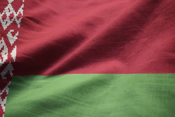 Closeup of Ruffled Belarus Flag, Belarus Flag Blowing in Wind