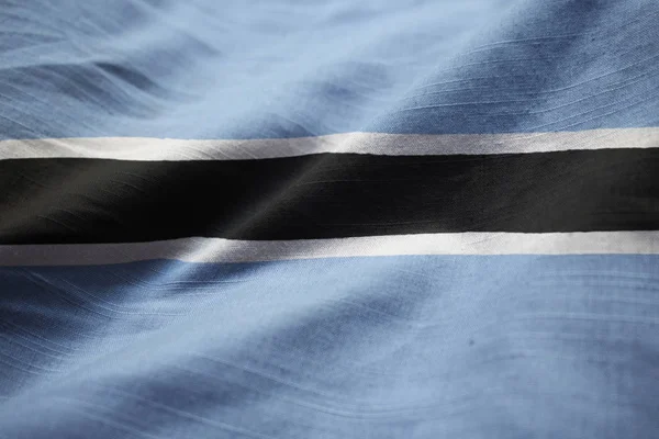 Nahaufnahme Von Geraffter Botswana Flagge Botswana Flagge Weht Wind — Stockfoto