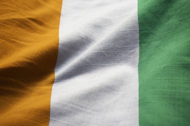 Closeup karıştırdı Cote d Sahili bayrağı, Cote d Ivoire rüzgarda bayrak