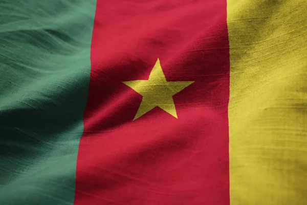 Vértes Fodros Kamerun Zászló Kamerun Zászló Szél Fúj — Stock Fotó