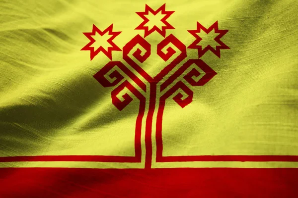 Closeup Prohrábl Čuvašsku Vlajky Čuvašská Vlajka Vlající Větru — Stock fotografie