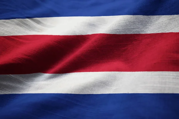 Närbild Ruggig Costa Rica Flagga Costa Rica Flaggan Blåser Vinden — Stockfoto
