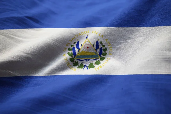 Closeup Ruffled Salvador Flag Salvador Flag Blowing Wind — Stock Photo, Image