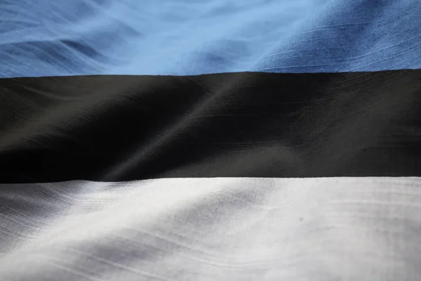 Primer Plano Bandera Estonia Con Volantes Bandera Estonia Soplando Viento — Foto de Stock