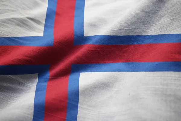 Closeup Ruffled Faroe Islands Bandeira Ilhas Faroé Bandeira Sopro Vento — Fotografia de Stock
