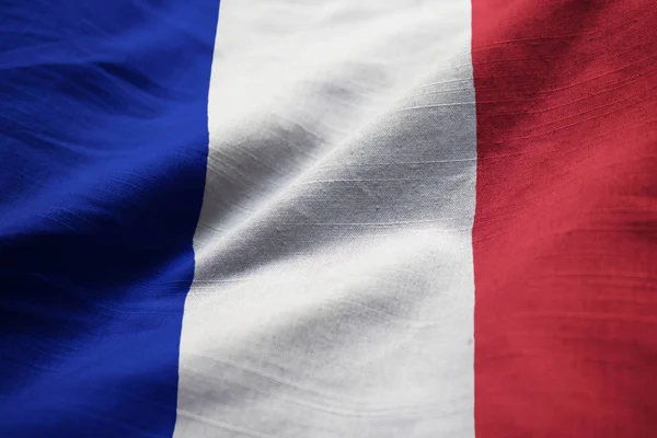 Zbliżenie Flagi Flaga Francja Francja Potargane Wiejący Wiatr — Zdjęcie stockowe