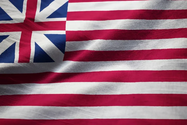 Closeup of Ruffled Grand Union Flag, Grand Union Flag Blowing in Wind