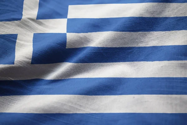 Primo Piano Della Bandiera Della Grecia Increspata Grecia Bandiera Che — Foto Stock