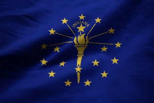 Ruffled Indiana Bayrağının Kapanışı, Indiana Rüzgarda Dalgalanan Bayrak