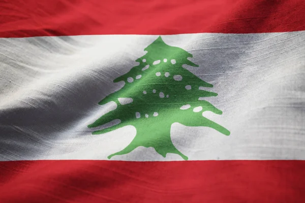 Closeup Ruffled Lebanon Flag Lebanon Flag Blowing Wind — Stock Photo, Image