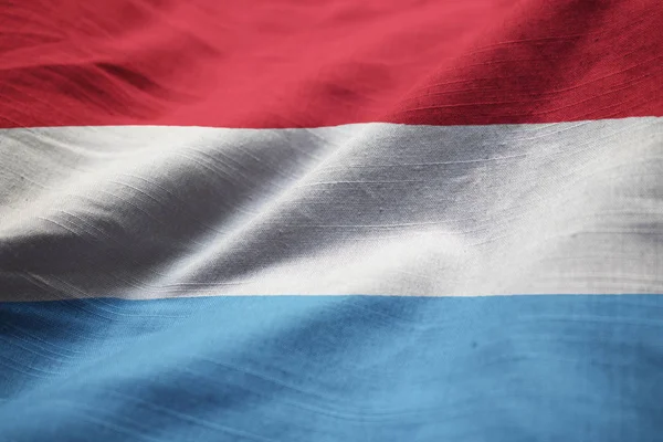 Крупный План Неровного Флага Люксембурга Развевающегося Ветру Флага Люксембурга — стоковое фото