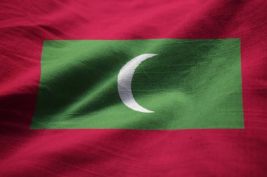 Closeup karıştırdı Maldivler bayrağı, Maldivler bayrağının rüzgarda