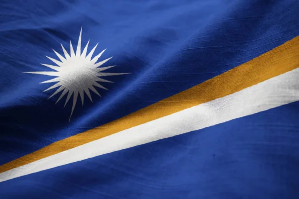 Zbliżenie Potargane Wyspy Marshalla Flagi Flaga Wyspy Marshalla Wiejący Wiatr — Zdjęcie stockowe
