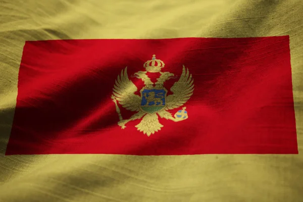 Primer Plano Bandera Montenegro Con Volantes Bandera Montenegro Soplando Viento —  Fotos de Stock