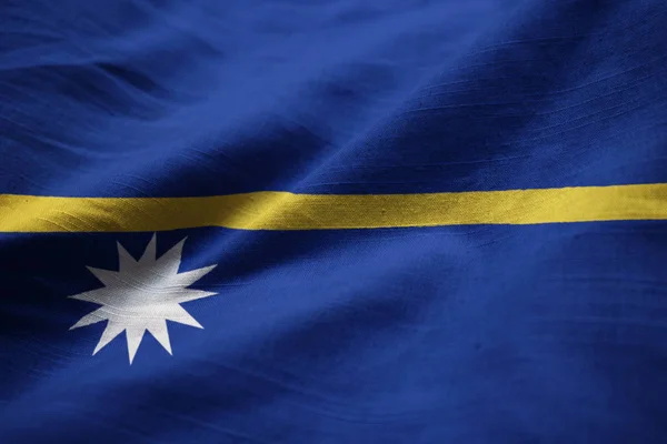 Zbliżenie Flagi Flaga Nauru Potargane Nauru Wiejący Wiatr — Zdjęcie stockowe