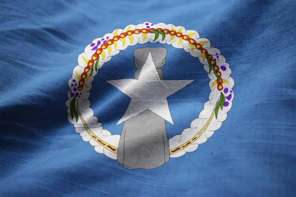 Closeup Της Αναστατωμένα Σημαία Των Βορείων Μαριάνων Νήσων — Φωτογραφία Αρχείου
