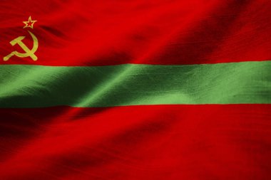 Closeup karıştırdı Transdinyester Cumhuriyeti bayrağı, rüzgarda Transdinyester Cumhuriyeti bayrağı