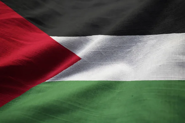 Closeup Ruffled Flag Palestinian — Stock Photo, Image