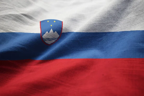 Close Van Gegolfde Slovenië Vlag Slovenië Vlag Waait Wind — Stockfoto