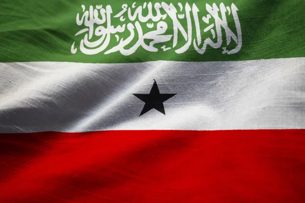 Closeup Ruffled Somaliland Flag Somaliland Flag Blowing Wind — Stock Photo, Image