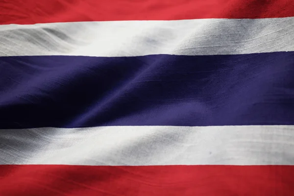 Närbild Rufflade Thailand Flagga Thailand Flagga Blåser Vinden — Stockfoto