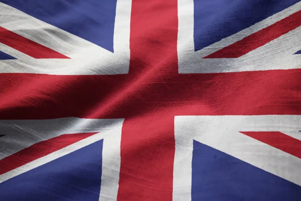 Closeup rüzgarda karıştırdı İngiltere bayrağı, Amerika Birleşik Devletleri bayrağı