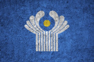 Commonwealth of Independent States flag on the grunge concrete wall clipart
