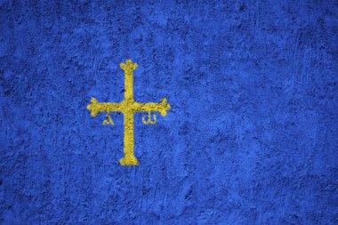 Asturias boyalı bayrağı beton duvar