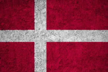 Danimarka bayrağı grunge beton duvar
