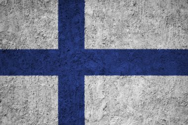 Finlandiya bayrağı grunge beton duvar
