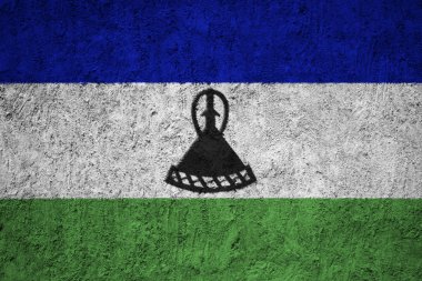 Lesoto bayrağı grunge beton duvar