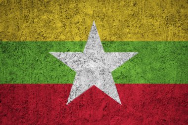 Grunge beton duvar Myanmar bayrağı