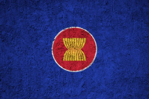 Σημαία Της Asean Στο Τσιμεντένιο Τοίχο Grunge — Φωτογραφία Αρχείου